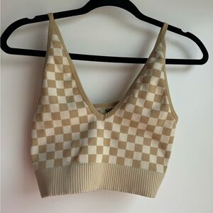 Garage Tan Checkered Top